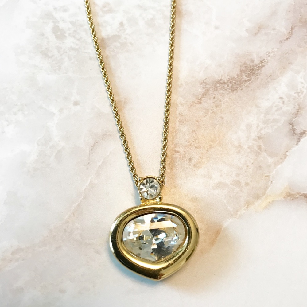 Christian Dior Gold Crystal Pendant Necklace - Picture 3 of 5